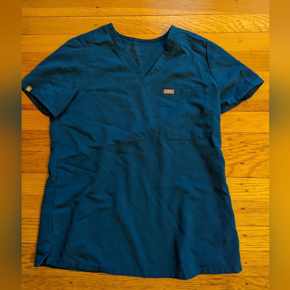 Figs Small Catarina Scrub Top Alps Blue